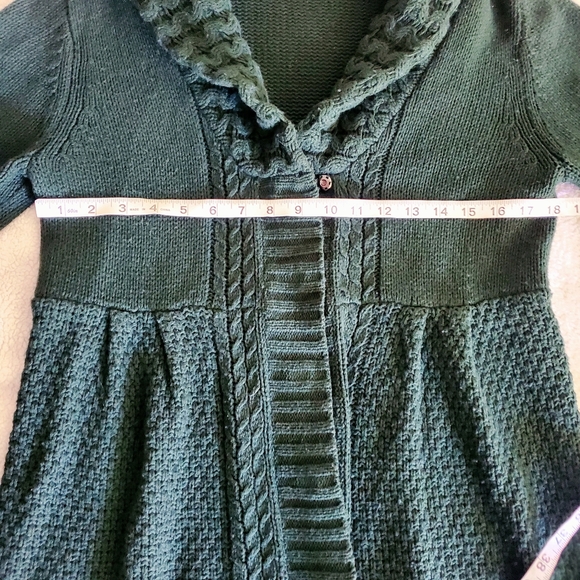 Old Navy Green Knit Long Cardigan Coat  Winter Cozy Wool Blend - Picture 5 of 6